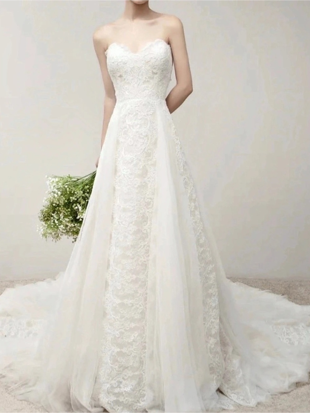 Pronovias Strapless Lace Wedding Gown
